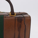 GUCCI Hand Bag Leather Brown Gold Auth 193095-4