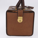 GUCCI Hand Bag Leather Brown Gold Auth 193095-6