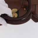 GUCCI Hand Bag Leather Brown Gold Auth 193095-8
