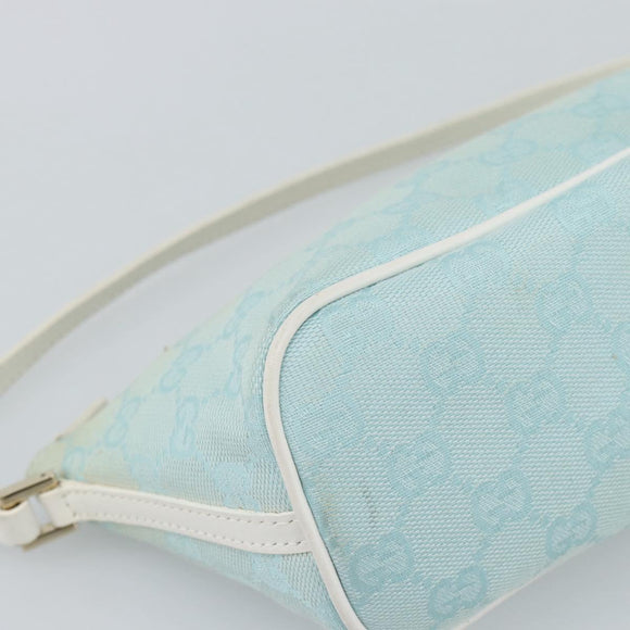 GUCCI GG Canvas Accessory Pouch Light Blue Gold 039 1103 2123 Auth 193100A