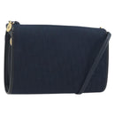 Christian Dior Trotter Canvas Shoulder Bag Navy Gold Auth 193101A-1