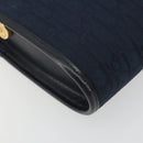 Christian Dior Trotter Canvas Shoulder Bag Navy Gold Auth 193101A-11