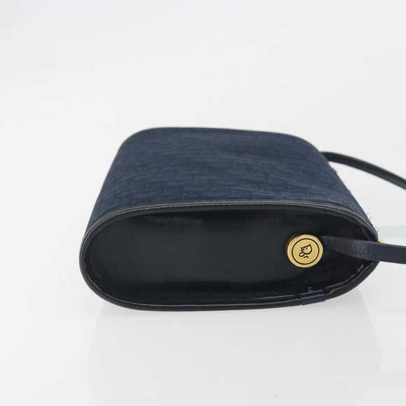 Christian Dior Trotter Canvas Shoulder Bag Navy Gold Auth 193101A