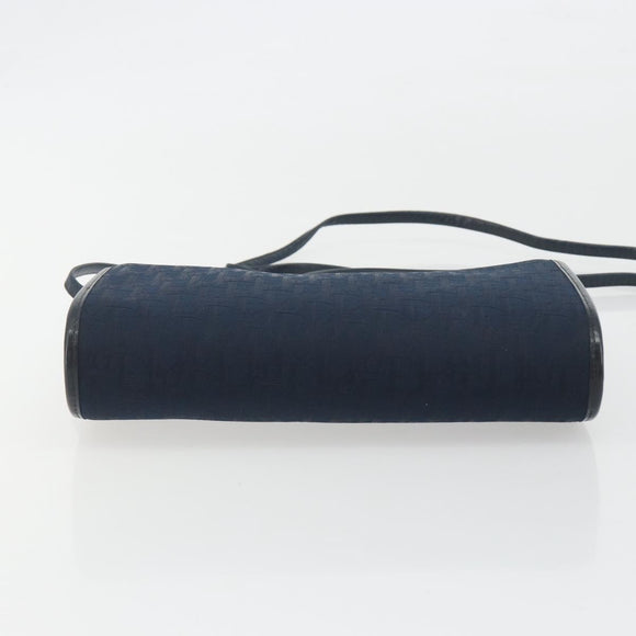 Christian Dior Trotter Canvas Shoulder Bag Navy Gold Auth 193101A