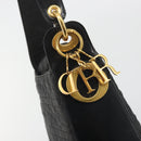 Christian Dior Canage Shoulder Bag Nylon Black Gold Auth 193102-14