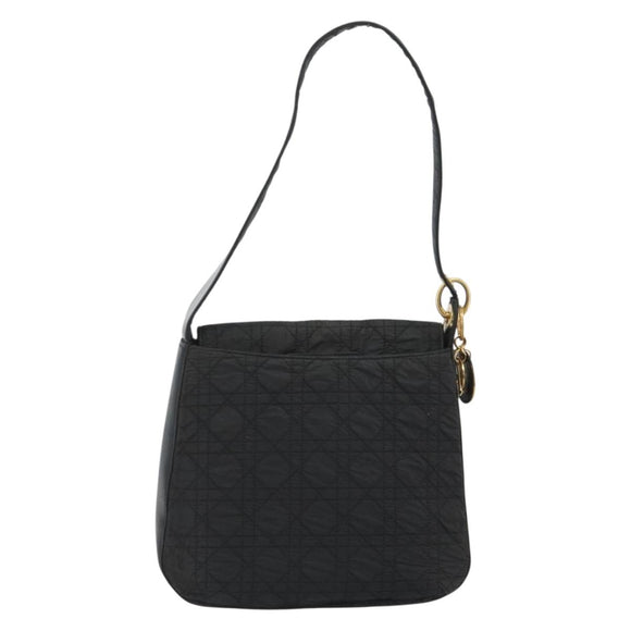 Christian Dior Canage Shoulder Bag Nylon Black Gold Auth 193102