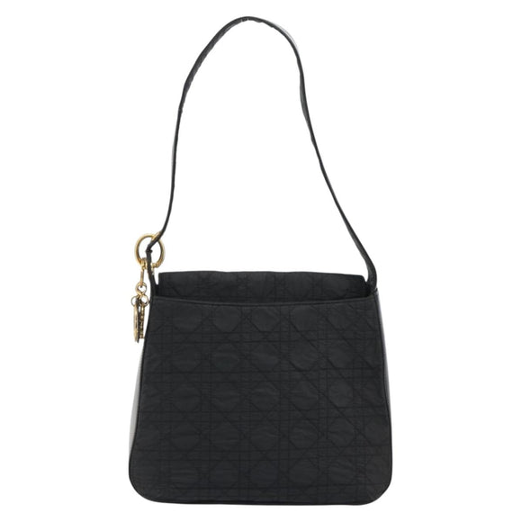 Christian Dior Canage Shoulder Bag Nylon Black Gold Auth 193102