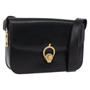 CELINE Shoulder Bag Leather Black Gold Auth 193103-1