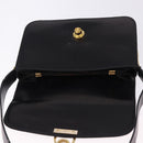 CELINE Shoulder Bag Leather Black Gold Auth 193103-15