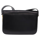 CELINE Shoulder Bag Leather Black Gold Auth 193103-3