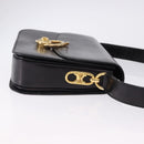 CELINE Shoulder Bag Leather Black Gold Auth 193103-4