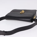 CELINE Shoulder Bag Leather Black Gold Auth 193103-6