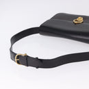CELINE Shoulder Bag Leather Black Gold Auth 193103-7
