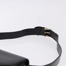 CELINE Shoulder Bag Leather Black Gold Auth 193103-8