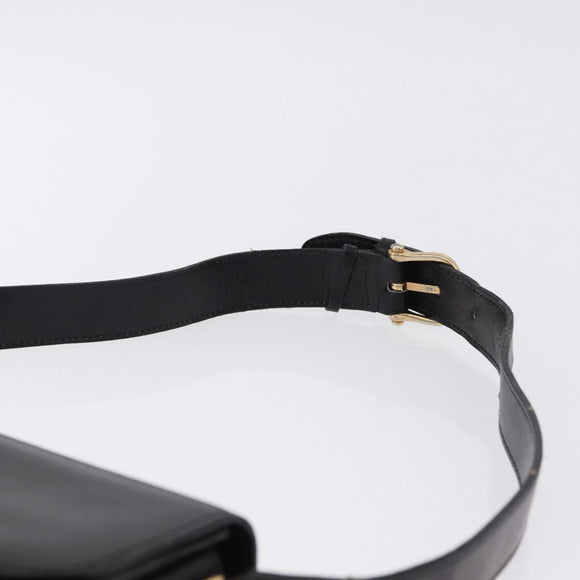 CELINE Shoulder Bag Leather Black Gold Auth 193103