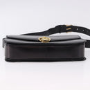 CELINE Shoulder Bag Leather Black Gold Auth 193103-9