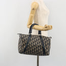 Christian Dior Trotter Canvas Boston Bag Navy Silver Auth 193104-20
