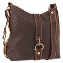 CELINE Macadam Canvas Shoulder Bag PVC Leather Brown Gold Auth 193107-1