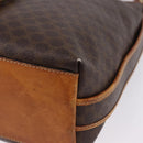 CELINE Macadam Canvas Shoulder Bag PVC Leather Brown Gold Auth 193107-11