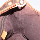 CELINE Macadam Canvas Shoulder Bag PVC Leather Brown Gold Auth 193107-17