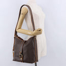 CELINE Macadam Canvas Shoulder Bag PVC Leather Brown Gold Auth 193107-22