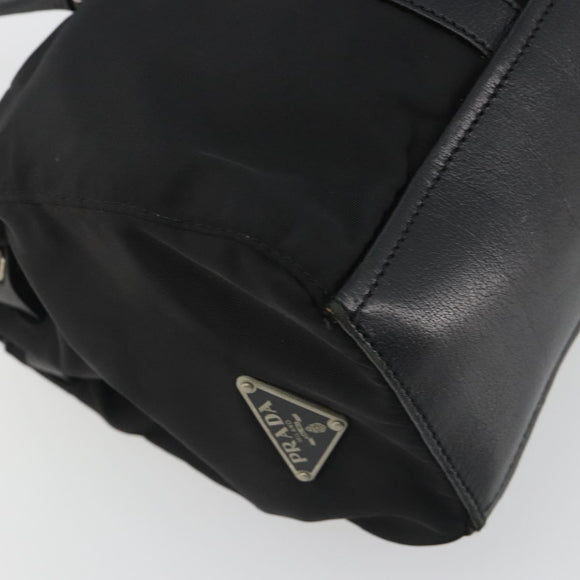 PRADA Shoulder Bag Nylon Black Silver Auth 193108V