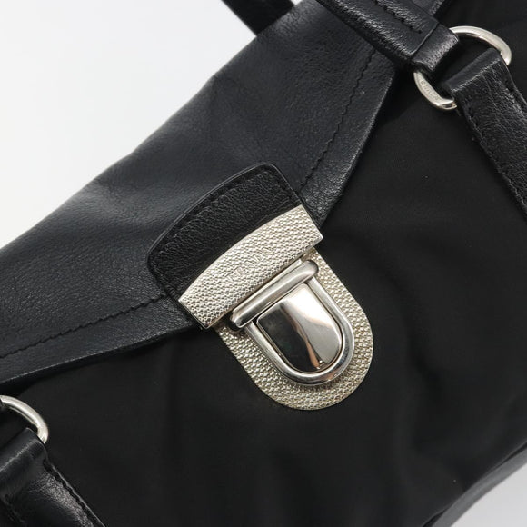 PRADA Shoulder Bag Nylon Black Silver Auth 193108V