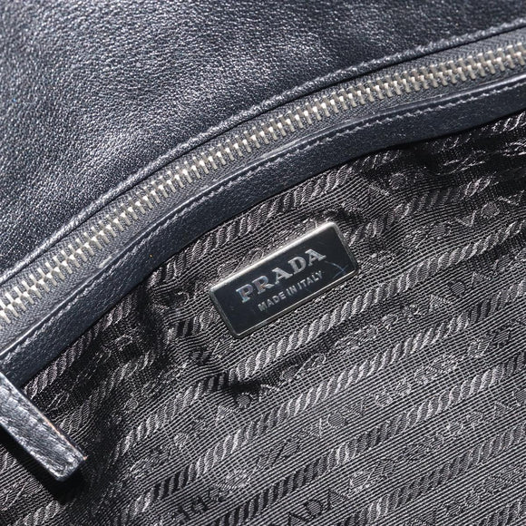 PRADA Shoulder Bag Nylon Black Silver Auth 193108V