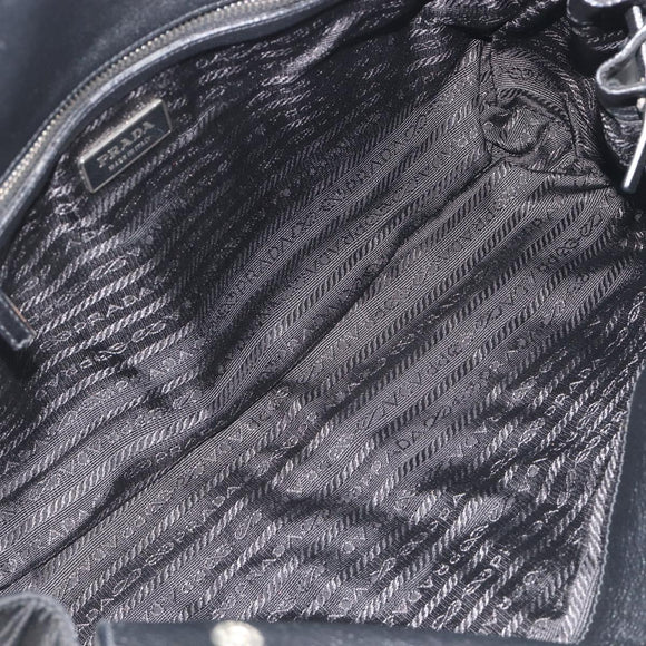 PRADA Shoulder Bag Nylon Black Silver Auth 193108V