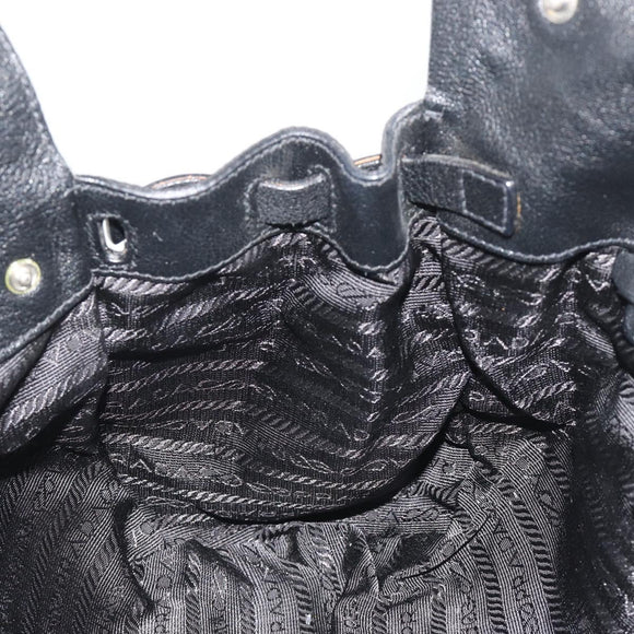 PRADA Shoulder Bag Nylon Black Silver Auth 193108V