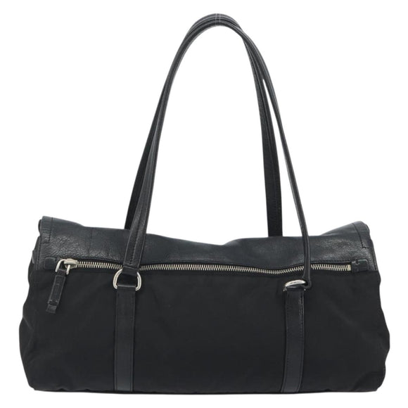 PRADA Shoulder Bag Nylon Black Silver Auth 193108V