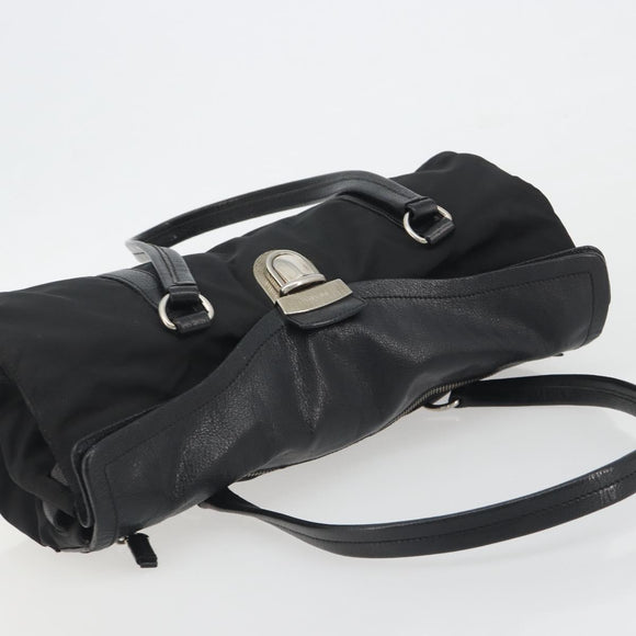 PRADA Shoulder Bag Nylon Black Silver Auth 193108V
