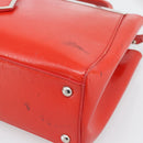 FENDI 2 JOURS Hand Bag Leather 2way Red Silver Auth 193109-10