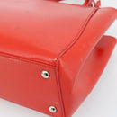 FENDI 2 JOURS Hand Bag Leather 2way Red Silver Auth 193109-16