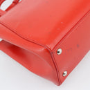 FENDI 2 JOURS Hand Bag Leather 2way Red Silver Auth 193109-17