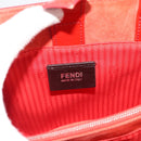 FENDI 2 JOURS Hand Bag Leather 2way Red Silver Auth 193109-18