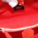 FENDI 2 JOURS Hand Bag Leather 2way Red Silver Auth 193109-11