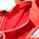 FENDI 2 JOURS Hand Bag Leather 2way Red Silver Auth 193109-22