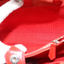 FENDI 2 JOURS Hand Bag Leather 2way Red Silver Auth 193109-23