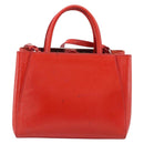 FENDI 2 JOURS Hand Bag Leather 2way Red Silver Auth 193109-2
