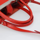 FENDI 2 JOURS Hand Bag Leather 2way Red Silver Auth 193109-7