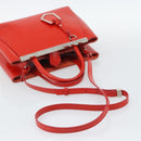 FENDI 2 JOURS Hand Bag Leather 2way Red Silver Auth 193109-9