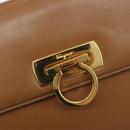 Salvatore Ferragamo Gancini Shoulder Bag Leather Brown Gold Auth 193110-18