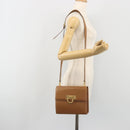 Salvatore Ferragamo Gancini Shoulder Bag Leather Brown Gold Auth 193110-23