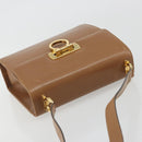 Salvatore Ferragamo Gancini Shoulder Bag Leather Brown Gold Auth 193110-6