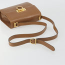 Salvatore Ferragamo Gancini Shoulder Bag Leather Brown Gold Auth 193110-7