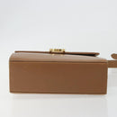 Salvatore Ferragamo Gancini Shoulder Bag Leather Brown Gold Auth 193110-5