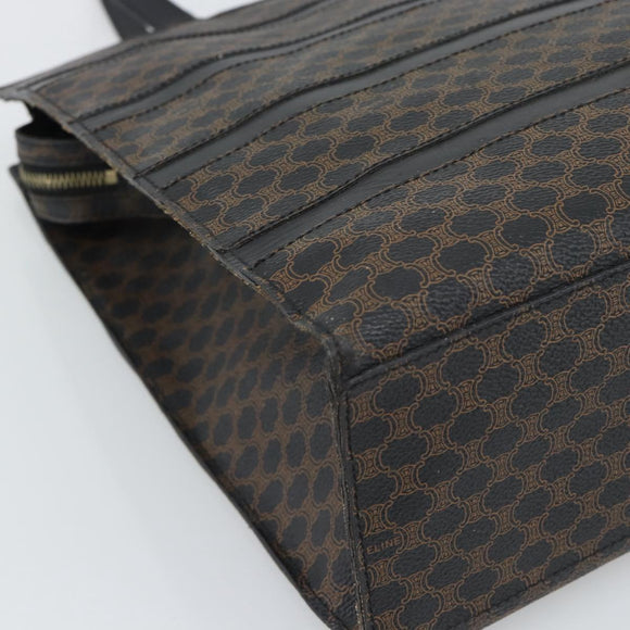 CELINE Macadam Canvas Tote Bag PVC Leather Black Gold Auth 193112