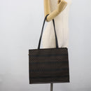 CELINE Macadam Canvas Tote Bag PVC Leather Black Gold Auth 193112-22