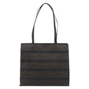 CELINE Macadam Canvas Tote Bag PVC Leather Black Gold Auth 193112-2